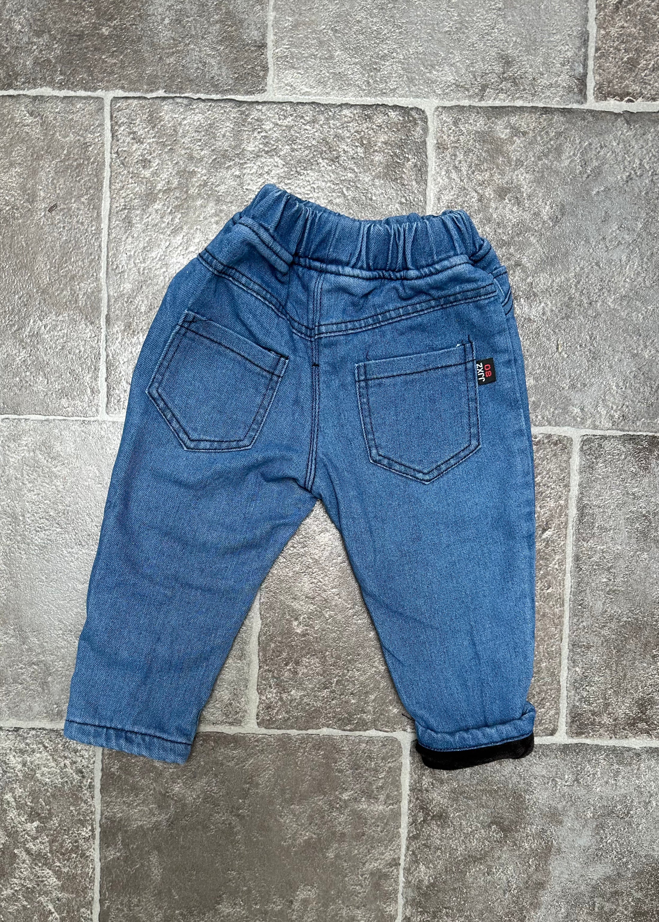 Fleece jeans blauw